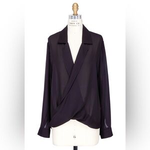 L’Agence Elegant Sheer Black Blouse